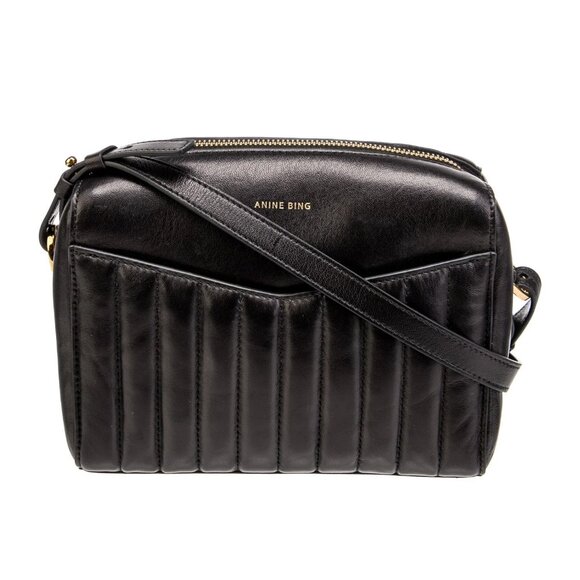 ANINE BING Ellis Quilted Crossbody Bag Black